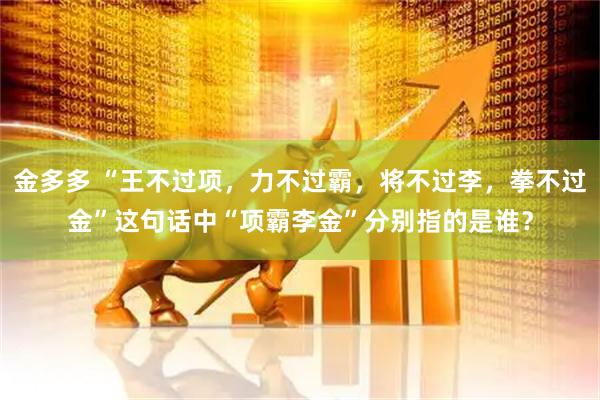 金多多 “王不过项，力不过霸，将不过李，拳不过金”这句话中“项霸李金”分别指的是谁？
