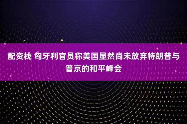 配资栈 匈牙利官员称美国显然尚未放弃特朗普与普京的和平峰会